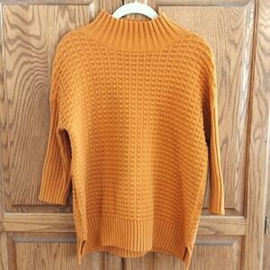 French Connection NWOT Women's Mozart Popcorn Sweater XS Gold Orange Mock Neck